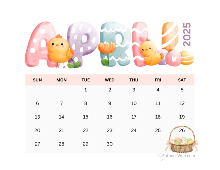 Free Printable April 2025 Calendar