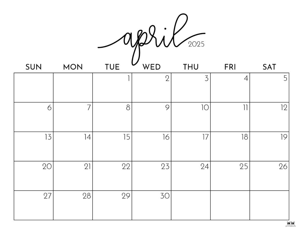 April 2025 Calendars - 107 Free Printables | Printabulls pertaining to Free Printable April 2025 Calendar