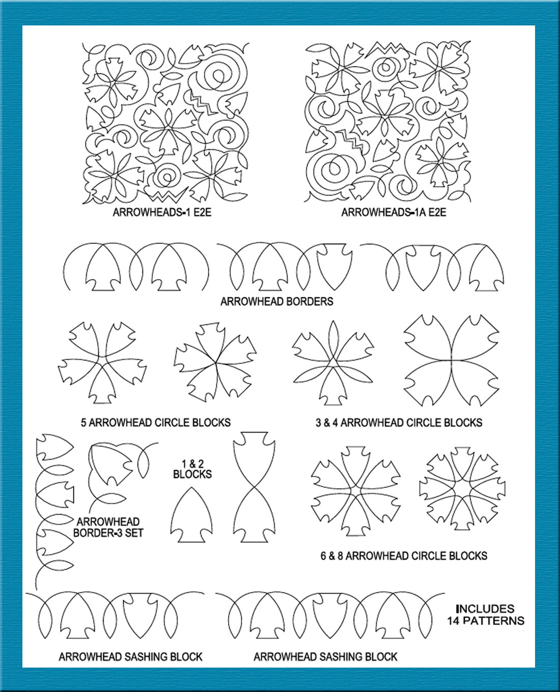 Arrowhead Package Set - Digital Longarm Quilting Pantograph Design within Free Printable Pantographs For Longarm Quilting