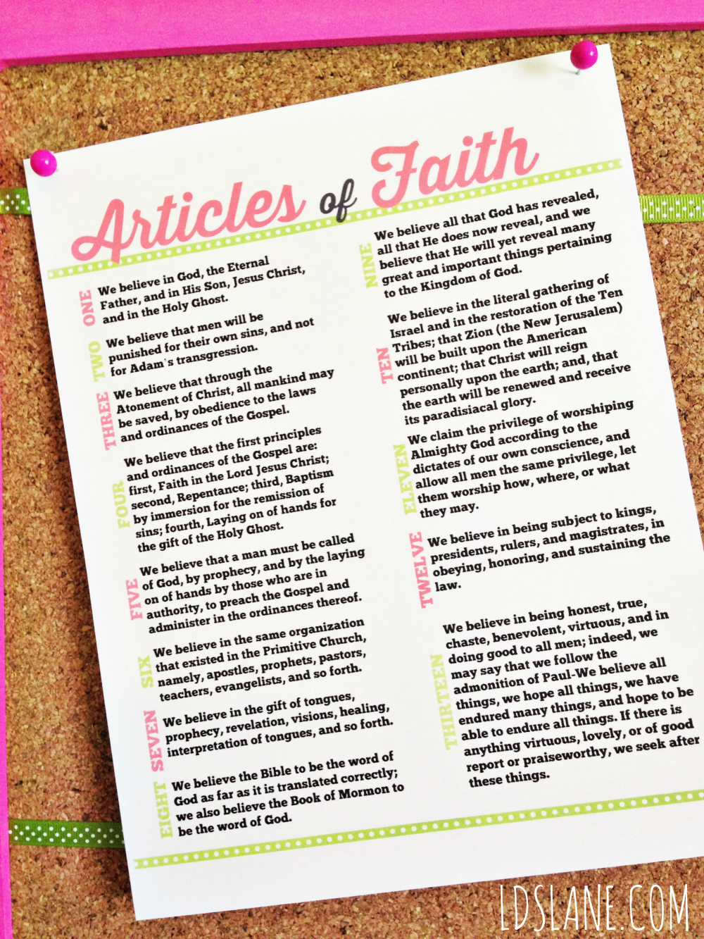 Articles Of Faith - Free Printable with regard to Articles Of Faith Printable Free