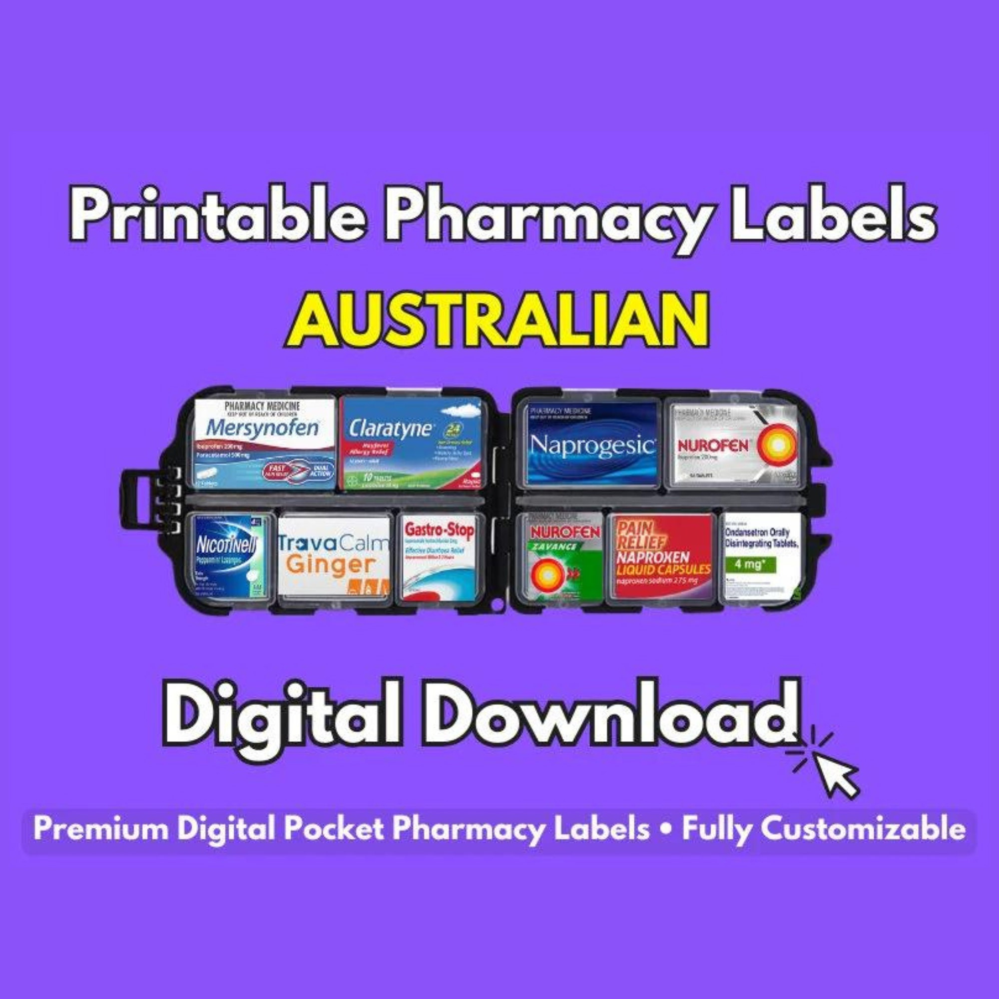 Australian Printable Pharmacy Labels | Pill Container, Travel Pill with Pocket Pharmacy Labels Free Printable