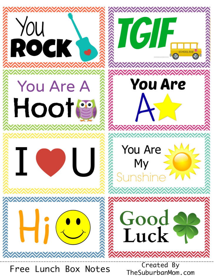 Free Printable Lunch Notes For Daughter