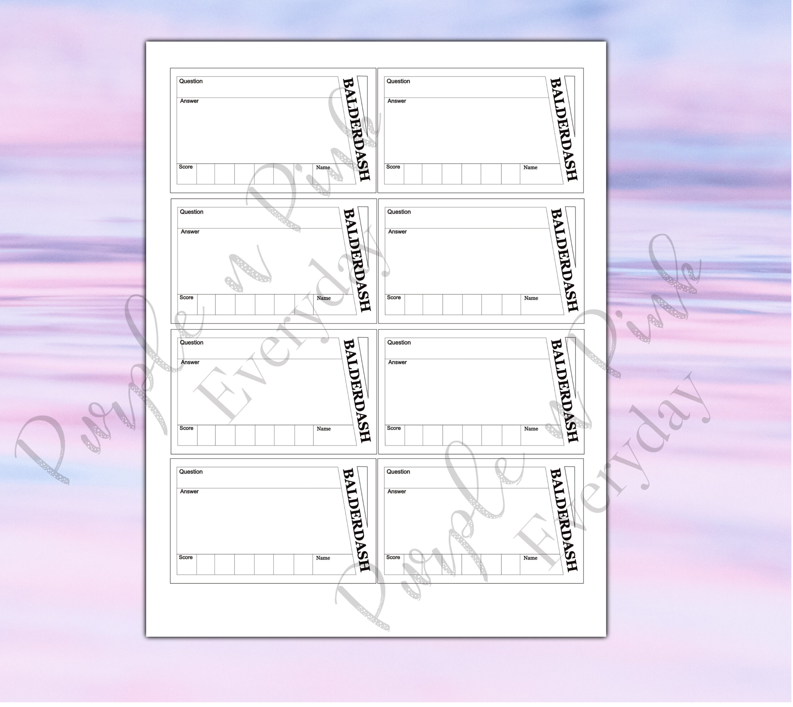 Balderdash Score Cards | Printable inside Free Printable Balderdash Sheets