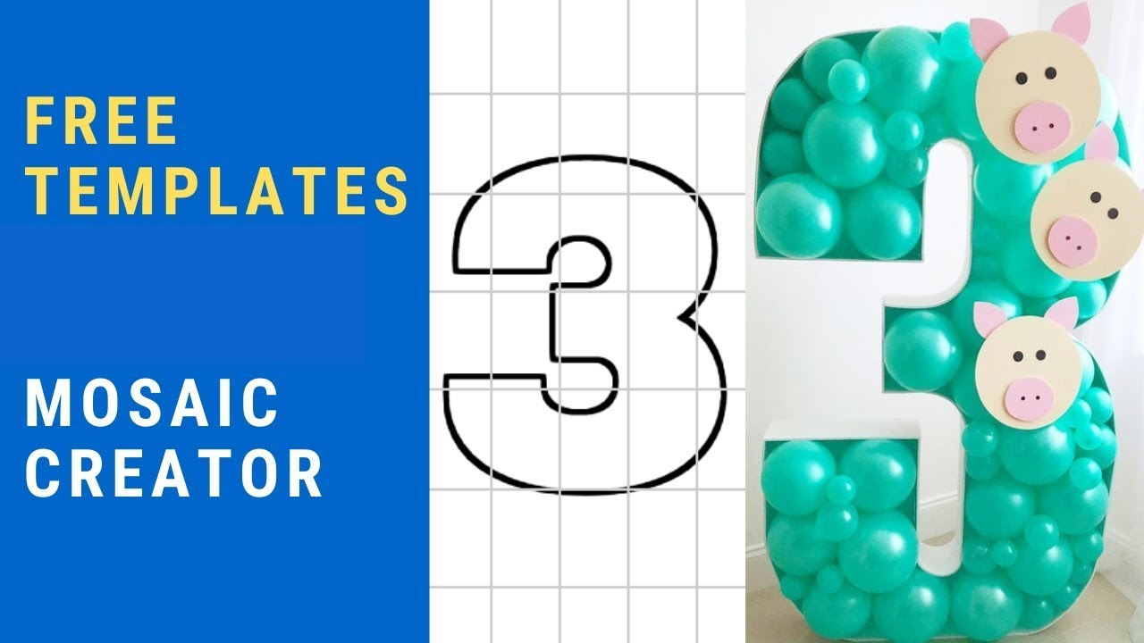 Balloon Number Mosaic Creator With Free Templates | Diy | Tutorial for Printable Marquee Number Template Free