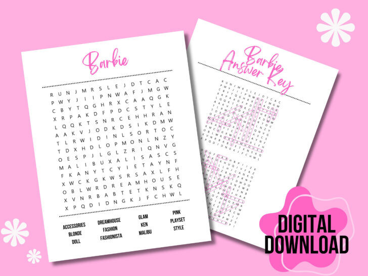 Barbie Word Search Printable
