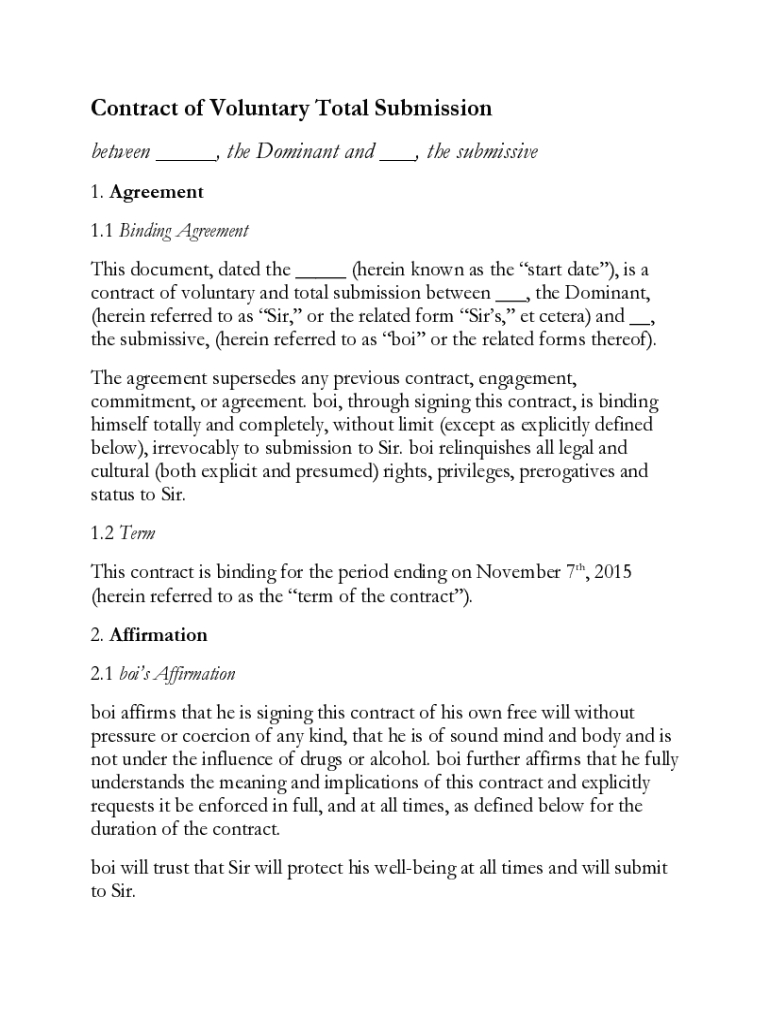 Bdsm Contract - Fill Online, Printable, Fillable, Blank | Pdffiller within Free Fifty Shades of Grey Printable Contract