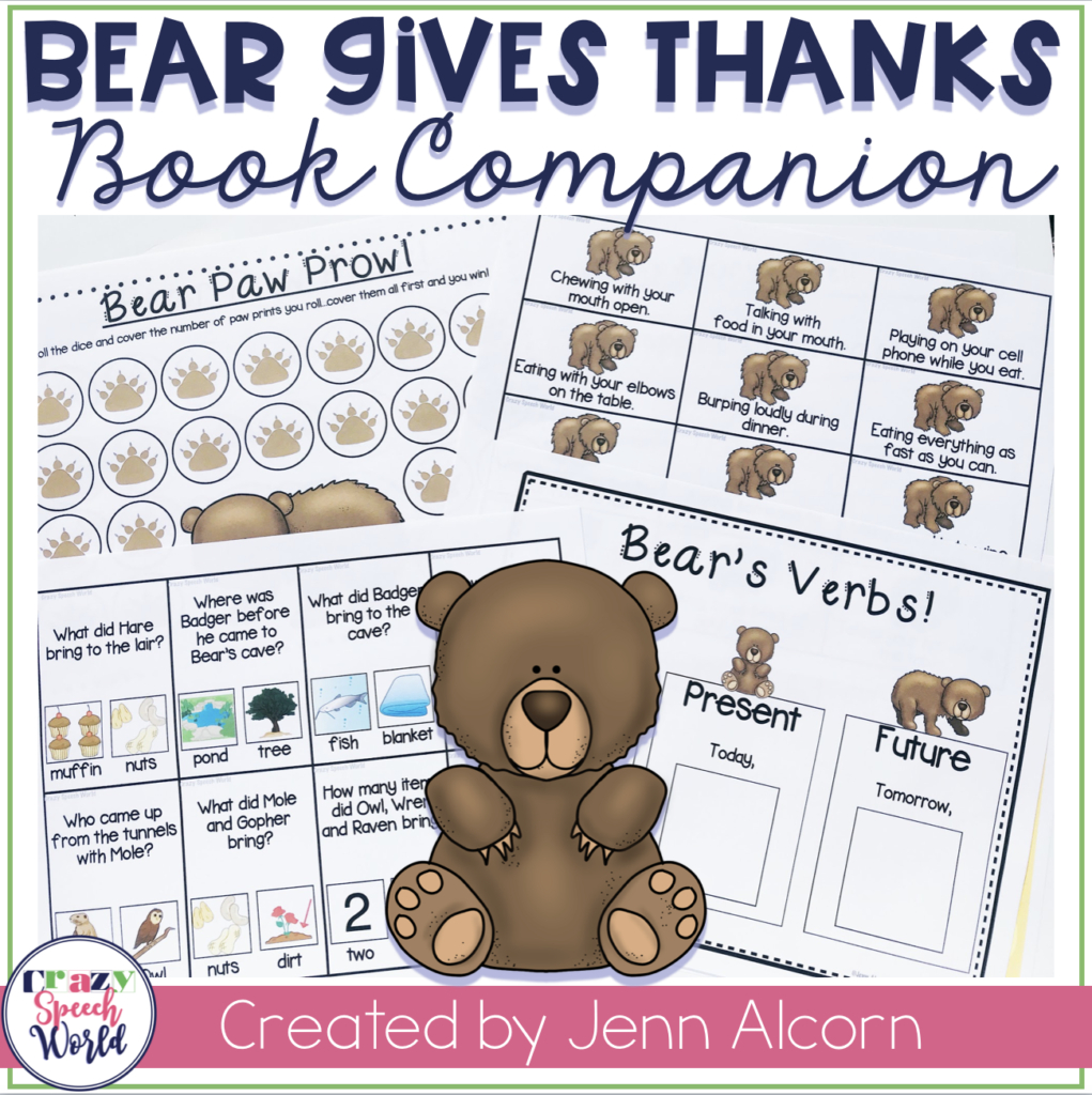 Bear Says Thanks {Book Companion} - Crazy Speech World pertaining to Bear Says Thanks Free Printables