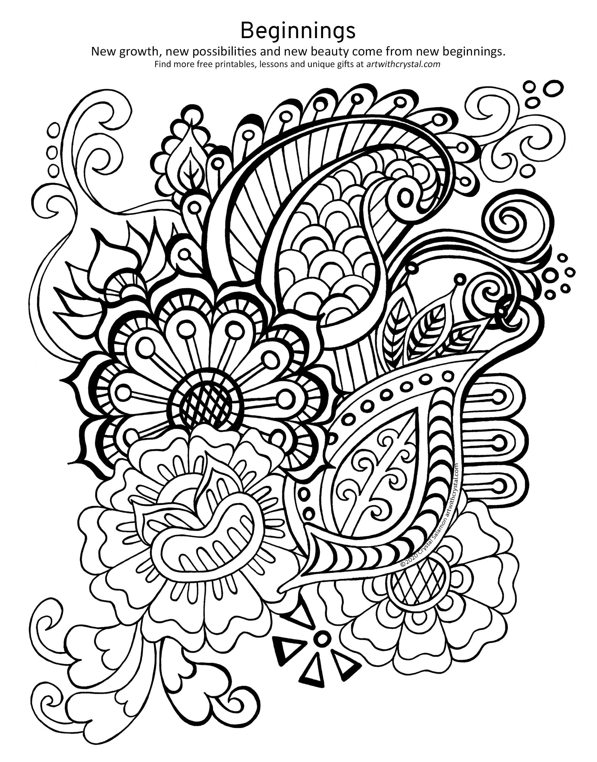 Beginnings Free Printable Henna Design Colouring Page | Art With for Printable Henna Stencils Free