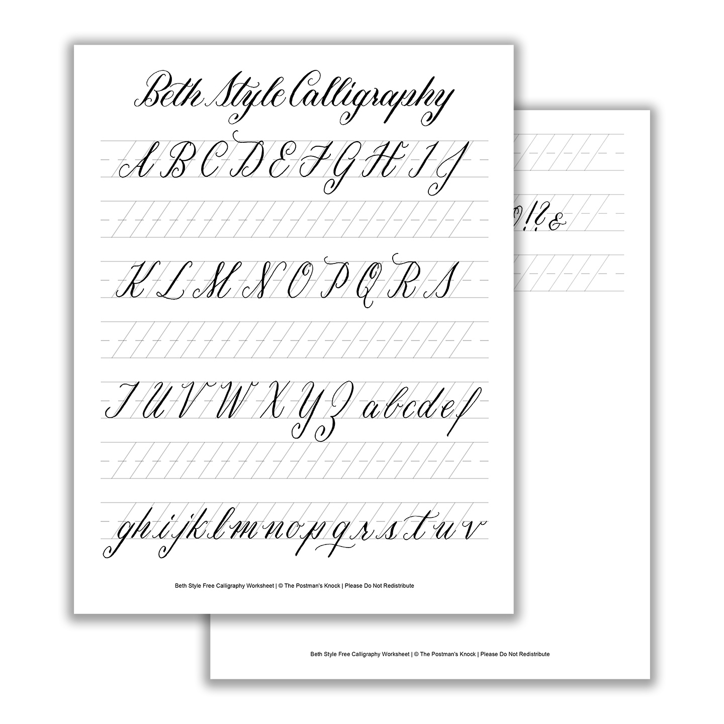 Beth Style Calligraphy Standard Worksheet | The Postman&amp;#039;S Knock with Calligraphy Worksheets Free Printable