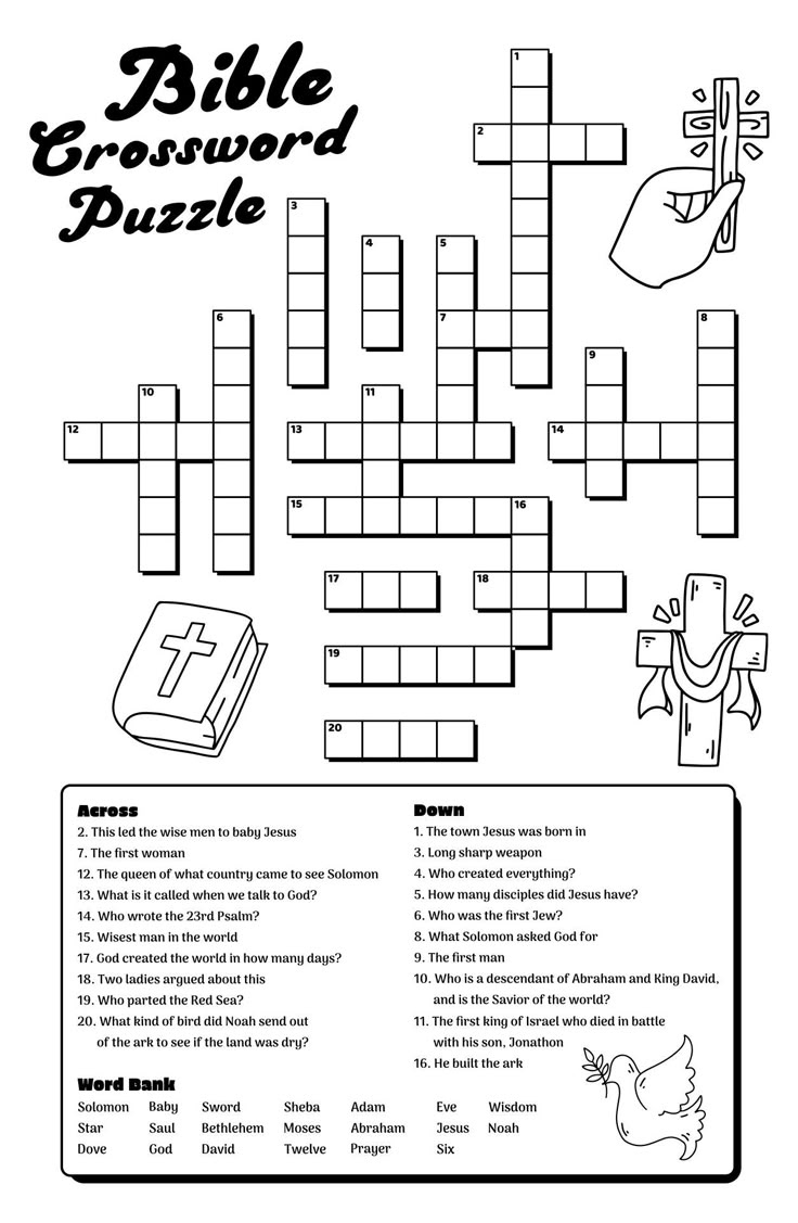Bible Crossword Puzzle - 6 Free Pdf Printables | Printablee intended for Bible Crossword Puzzle Printable