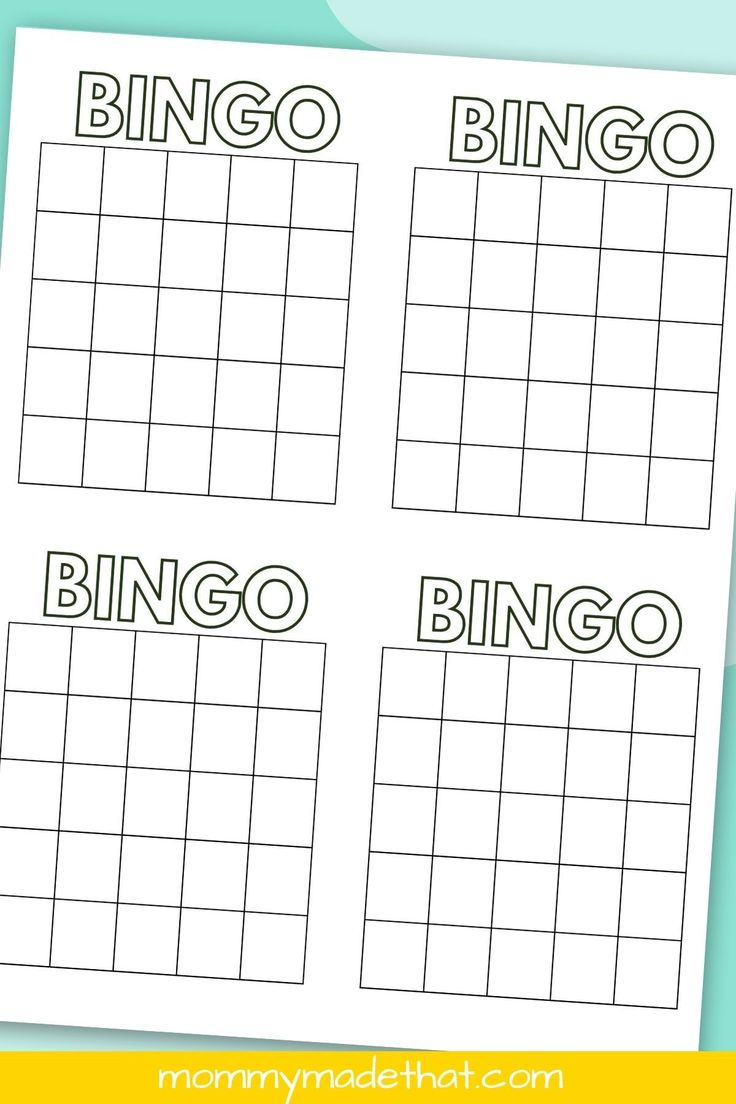 Bingo Card Templates (Free Printables!) with Blank Bingo Card 4X4