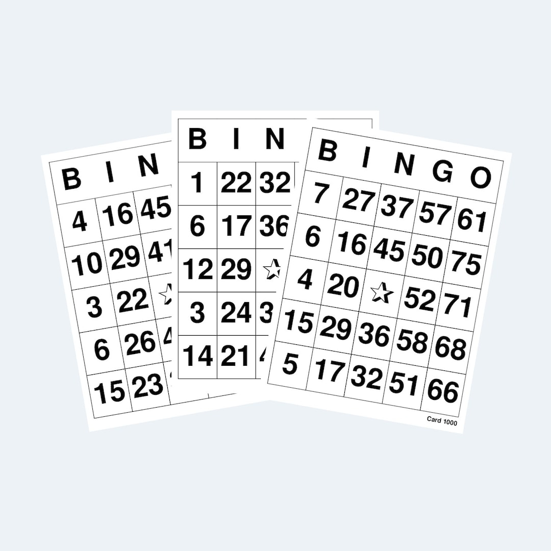 Bingokarten - Druckbar Von 1 Bis 75 Bingokarten - 4 Pro Seite - 1000 Karten - Etsy.de with 1 75 Bingo Cards