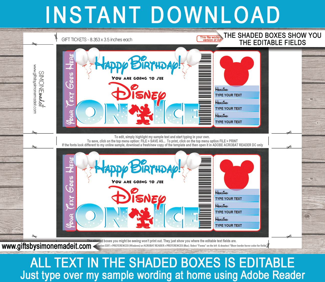 Birthday Disney On Ice Gift Ticket with regard to Free Printable Disney on Ice Ticket Template