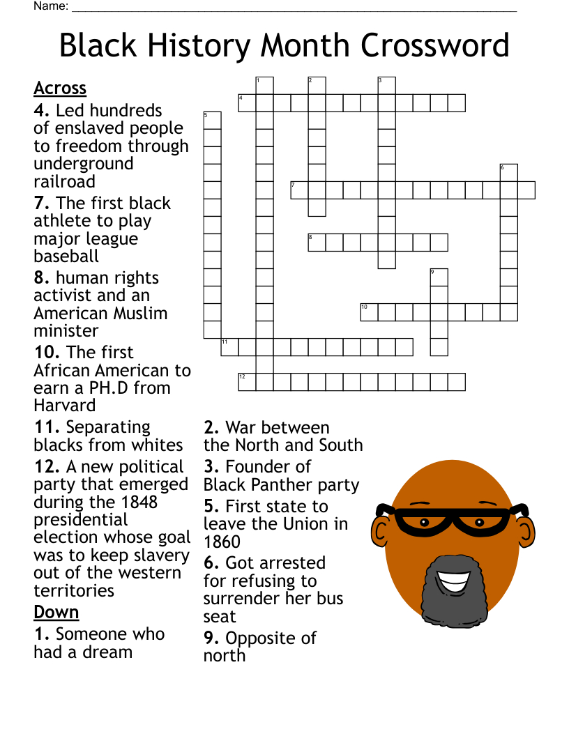 Black History Month Crossword - Wordmint regarding Black History Month Crossword Puzzles Printable