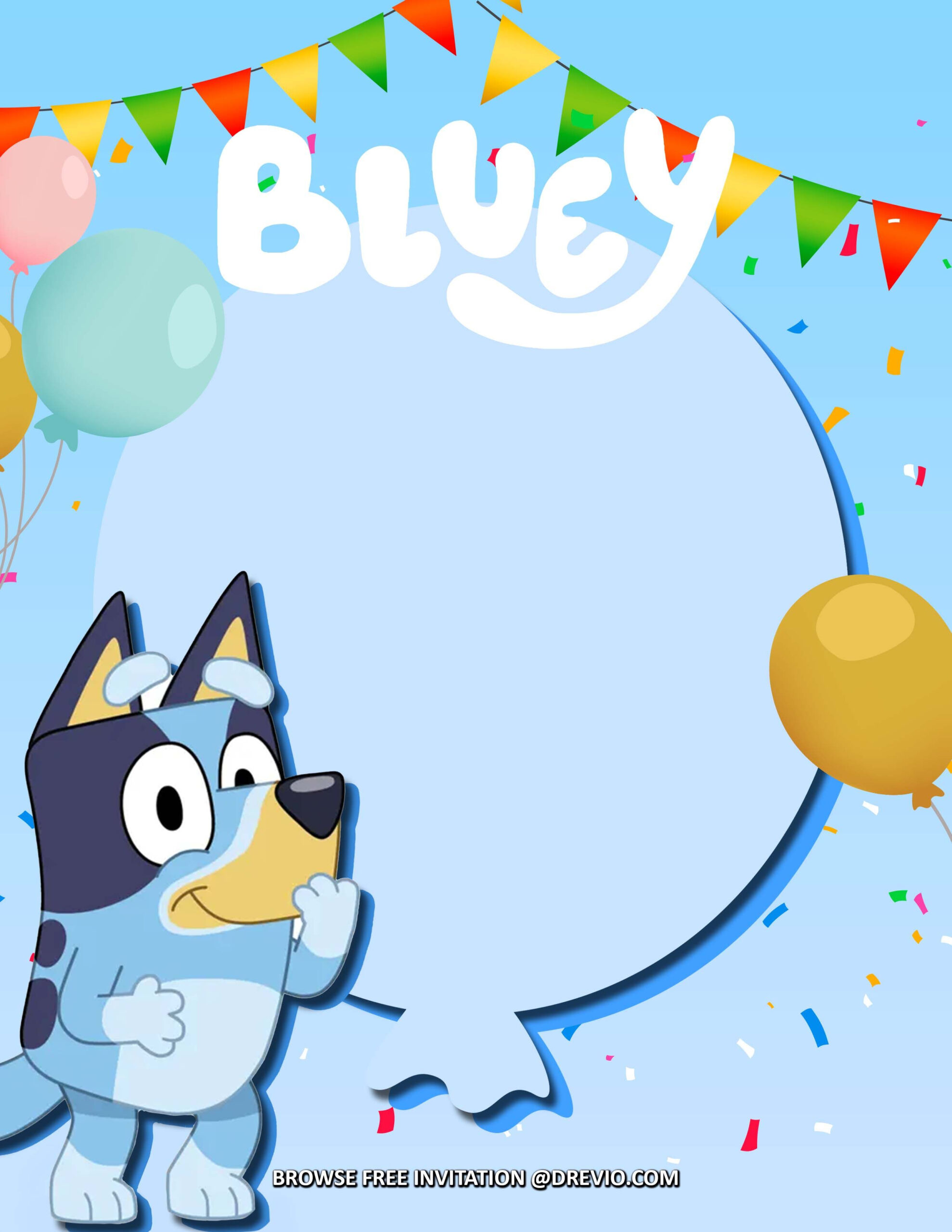 Bluey Invite Template inside Free Printable Template Printable Bluey Birthday Invitation