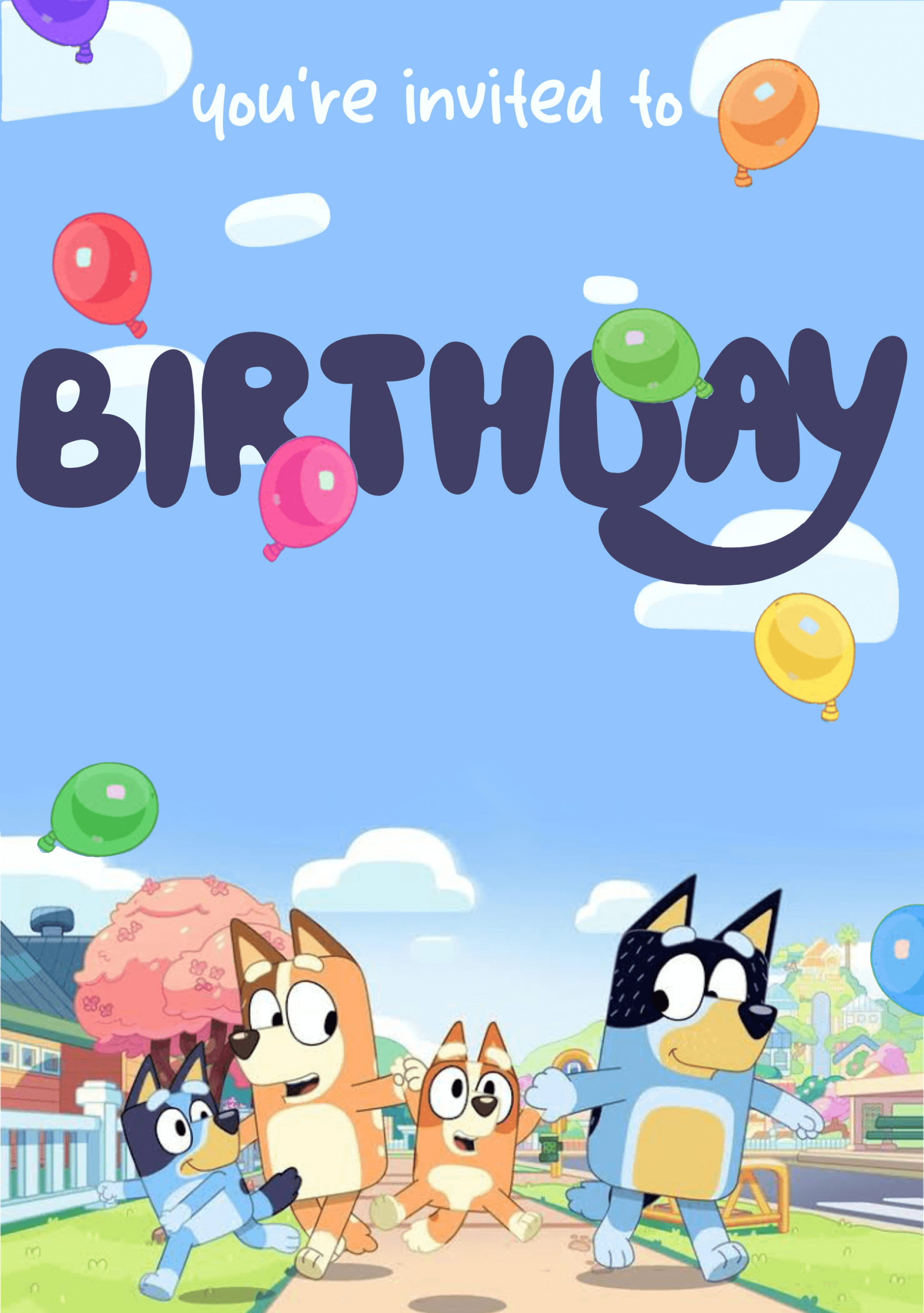 Bluey Printable Kids Birthday Party Invitation Template intended for Free Printable Template Printable Bluey Birthday Invitation