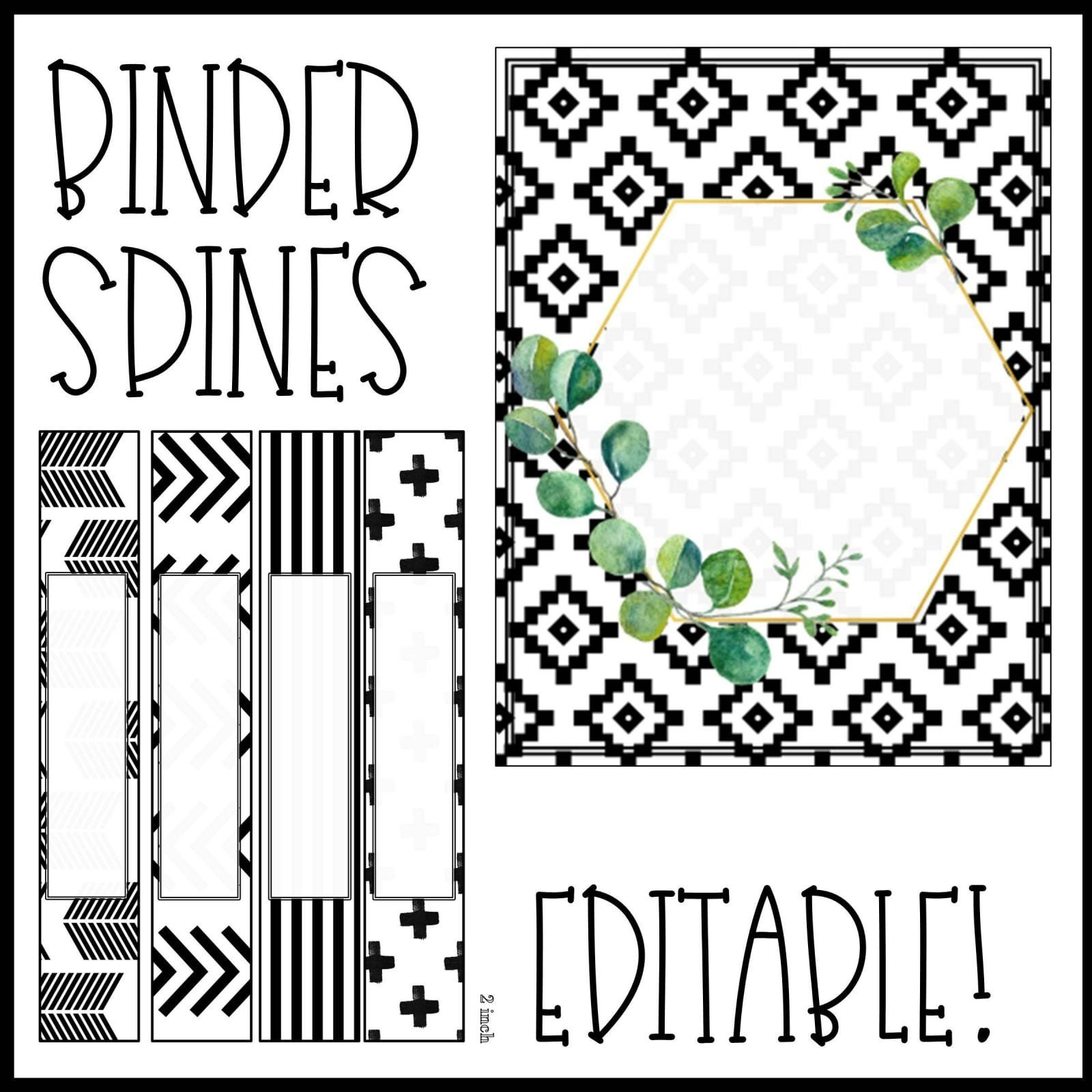 Boho Farmhouse Binder Covers And Spines | Confetti &amp;amp; Creativity regarding Free Editable Printable Binder Covers And Spines Black And White