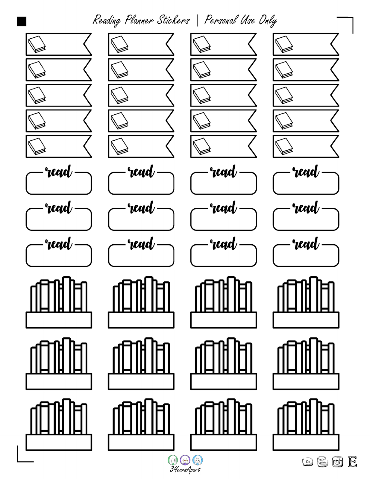 Book Reading Stickers | Free Printable Planner And Bullet Journal intended for Free Printable Journal Stickers