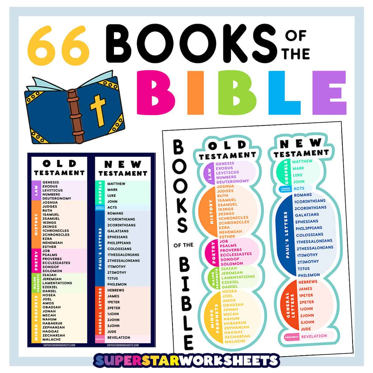 Books Of The Bible List - Superstar Worksheets with Free Books of the Bible Printables