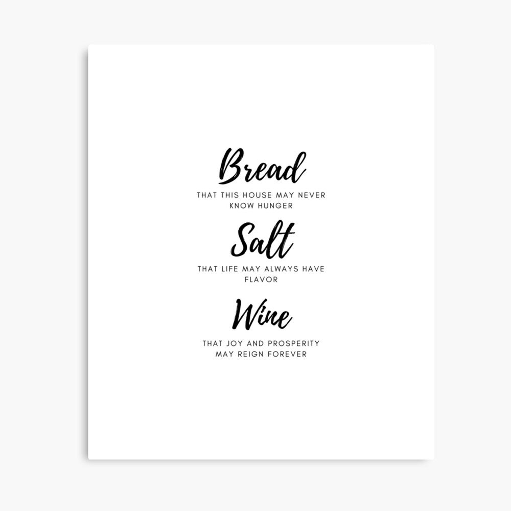 Bread Salt Wine Quote Blessing Canvas Print in Bread Salt Wine Printable Free