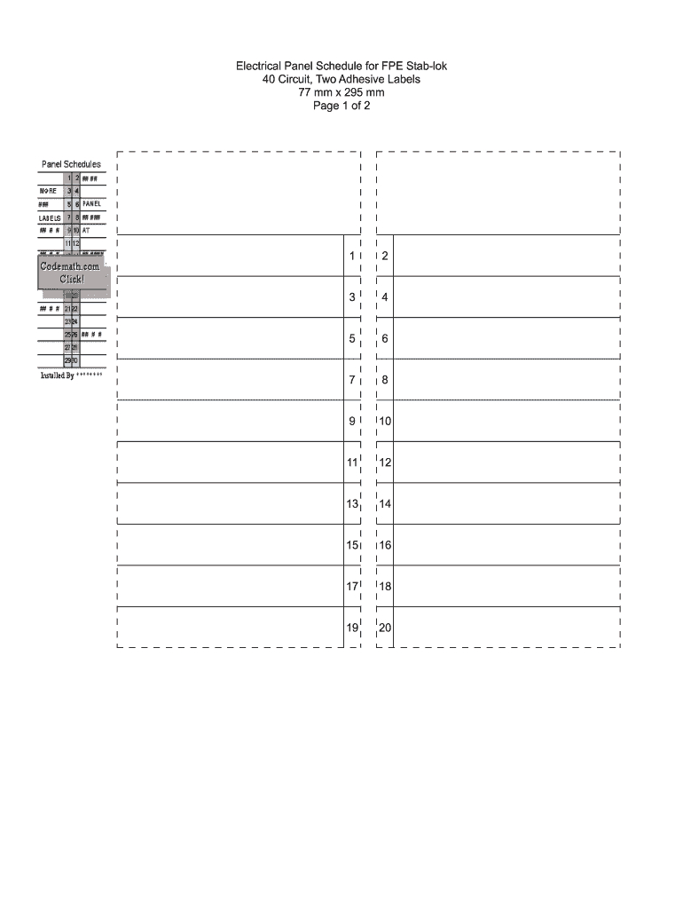 Breaker Box Label Printable - Fill Online, Printable, Fillable throughout Free Printable Circuit Breaker Directory Template