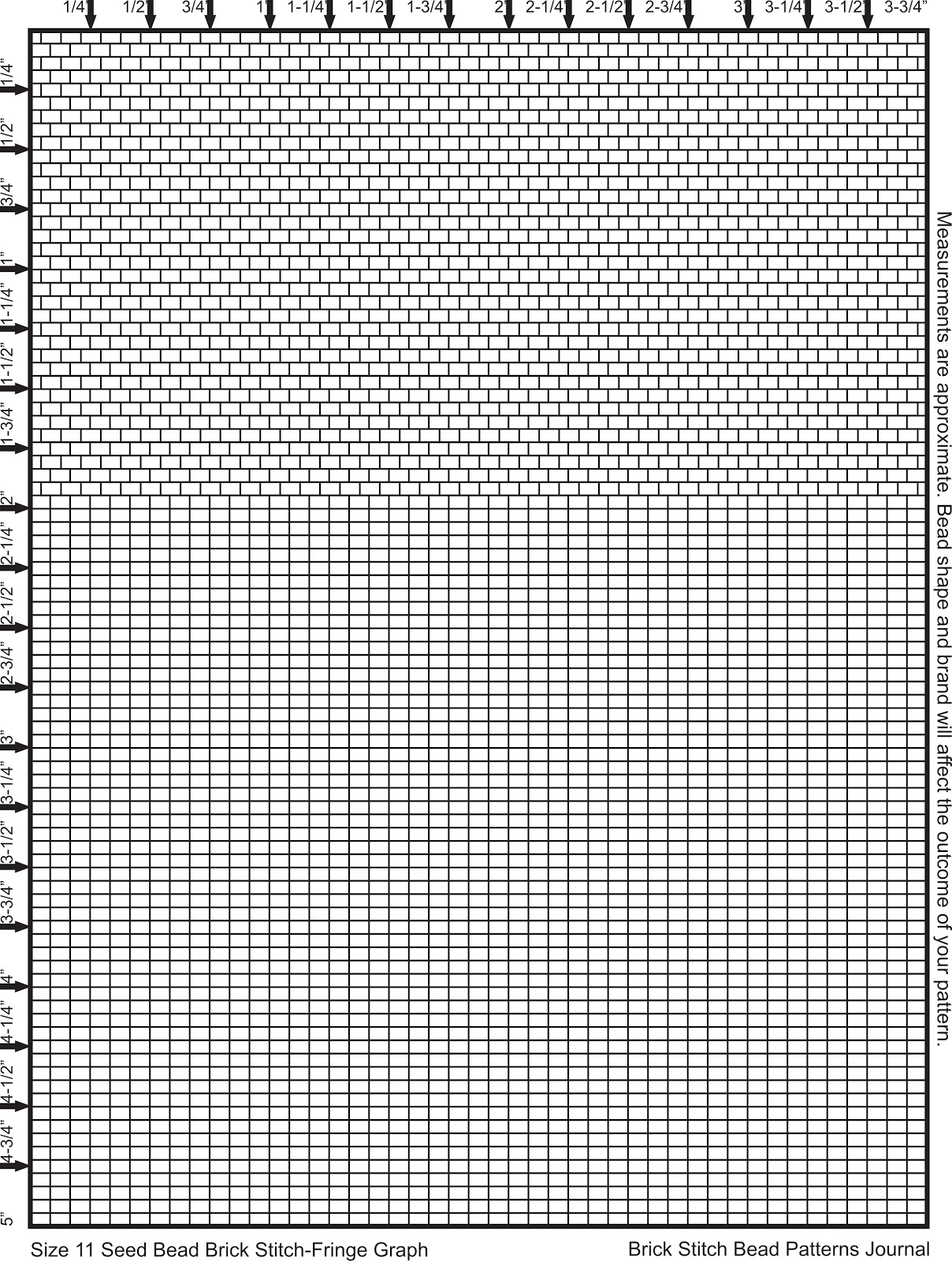 Brick Stitch Bead Patterns Journal: Size 11 Seed Bead Graph Paper for Free Printable Brick Stitch Graph Paper