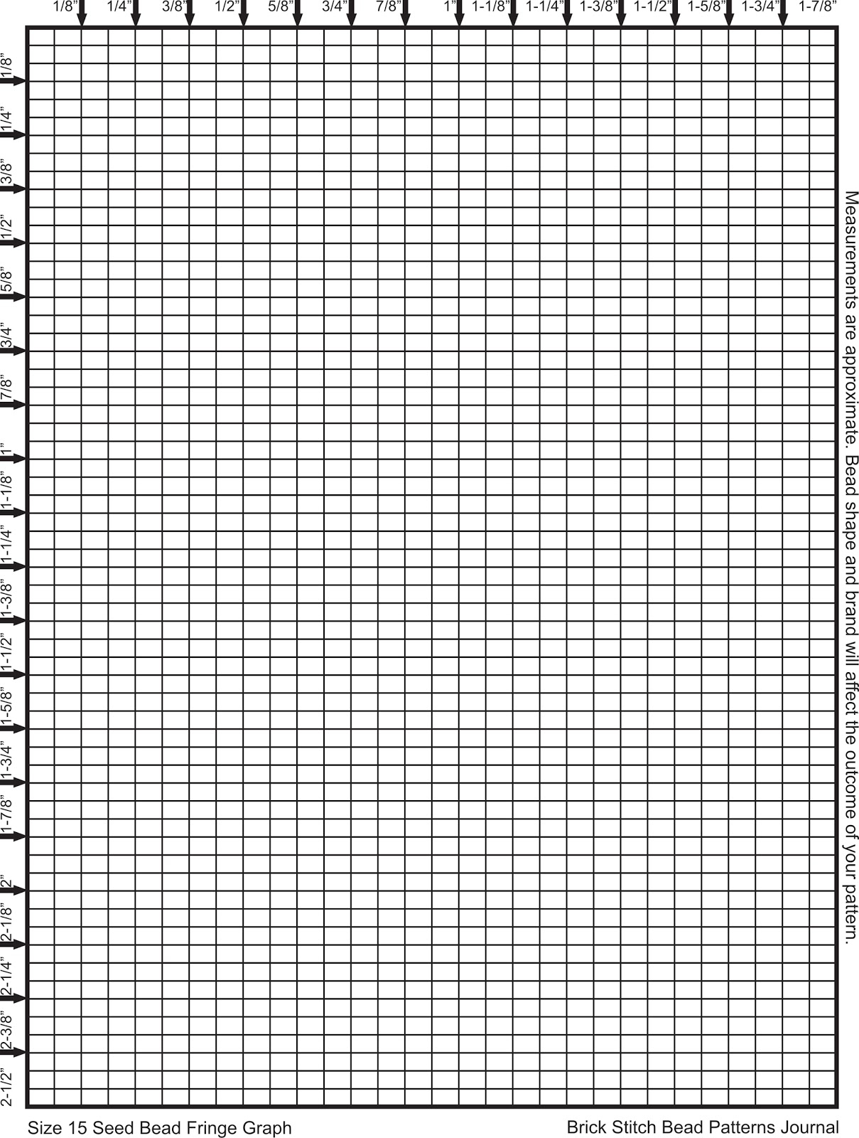 Brick Stitch Bead Patterns Journal: Size 15 Seed Bead Brick Stitch with regard to Free Printable Brick Stitch Graph Paper