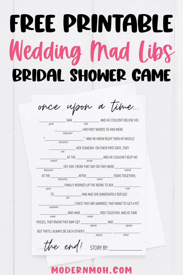 Bridal Shower Mad Libs Free Printable | Modern Moh in Free Printable Funny Wedding Mad Libs Template