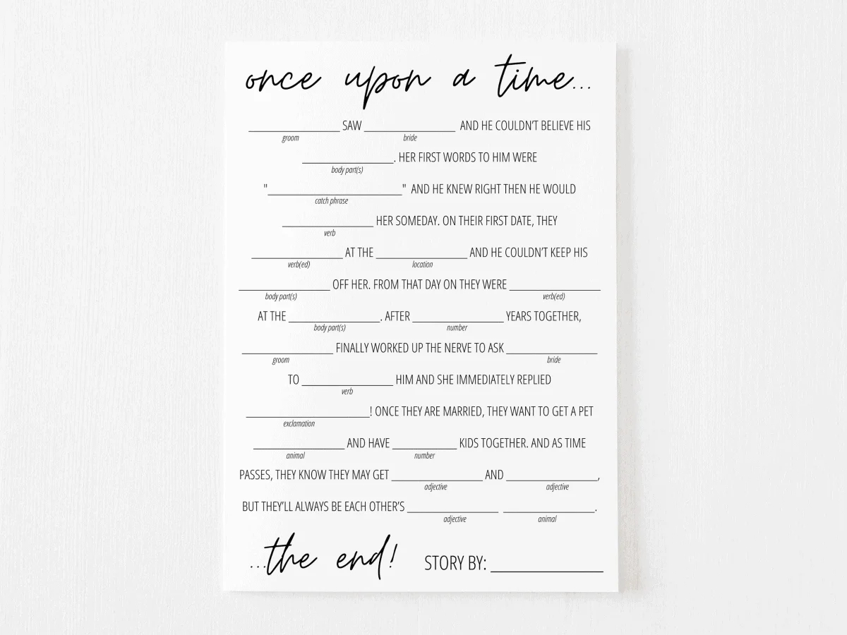 Bridal Shower Mad Libs Free Printable | Modern Moh inside Wedding Vow Mad Libs Free Printable
