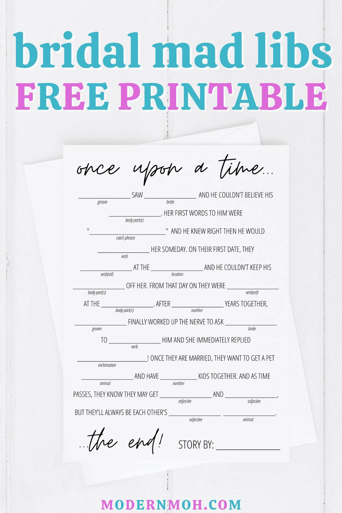 Bridal Shower Mad Libs Free Printable throughout Free Printable Funny Wedding Mad Libs Template