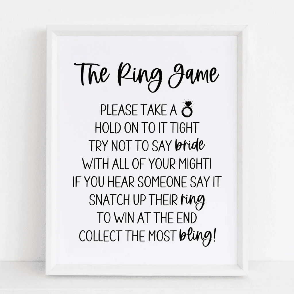 Bridal Shower Ring Game: How To Play + Printable Signs | Modern Moh regarding Bridal Shower Ring Game Free Printable