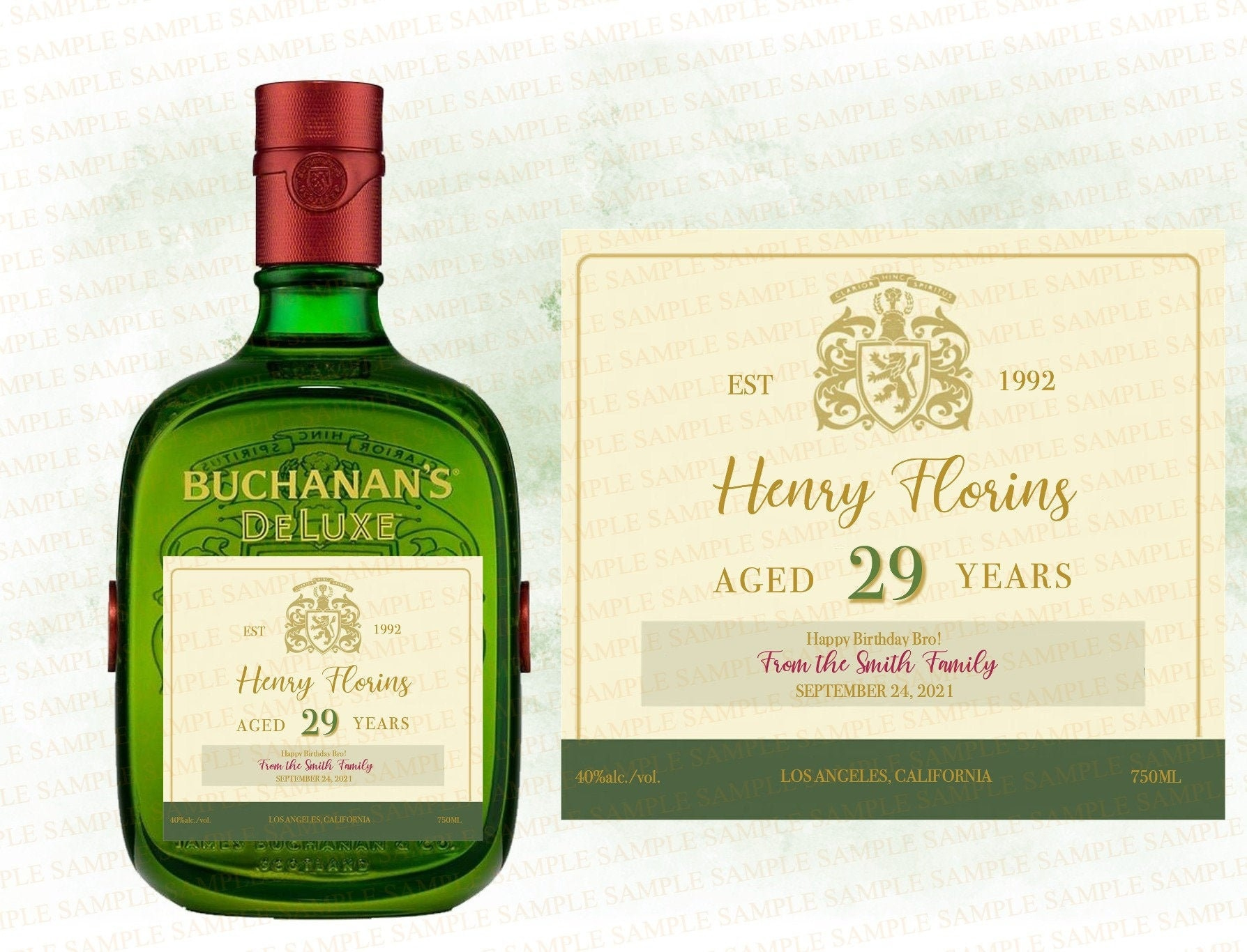 Buchanan Custom Whiskey Sticker Label, Buchanan Scotch Whiskey Birthday Gift, Husband Birthday Gift, Anniversary Custom Label, Wedding intended for Printable Buchanan&amp;#039;S Label Template