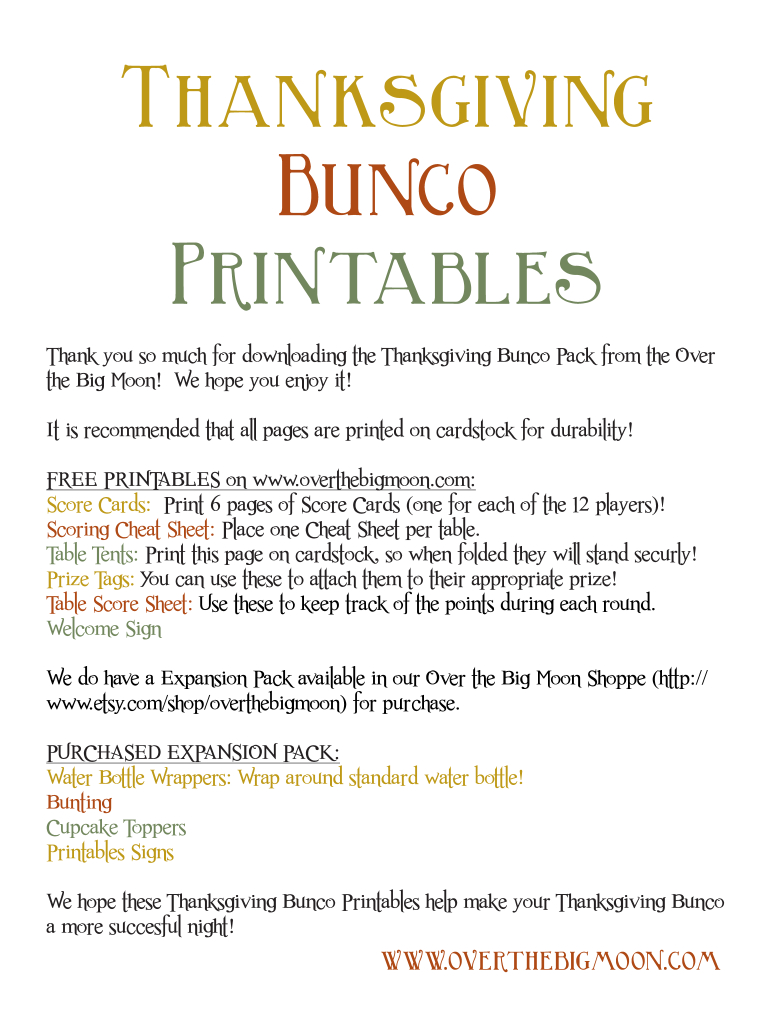 Bunco Rules - Fill Online, Printable, Fillable, Blank | Pdffiller for Pdf Printable Free Bunco Rules Printable