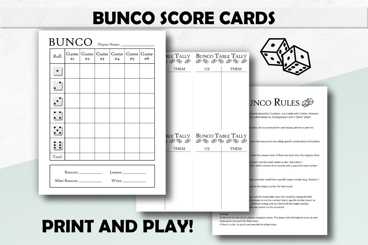 Bunco Score Cards, Bunco Tally Sheets, Game Night Rules regarding Pdf Printable Free Bunco Rules Printable