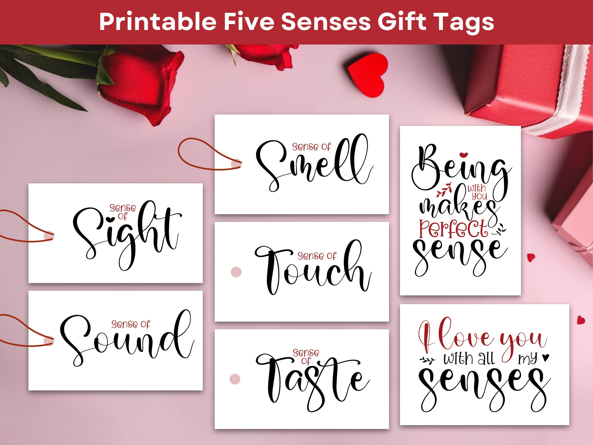 Buy Printable 5 Senses Gift Tags For Him Anniversary Gift Ideas with regard to Pdf Free Printable 5 Senses Printable Tags