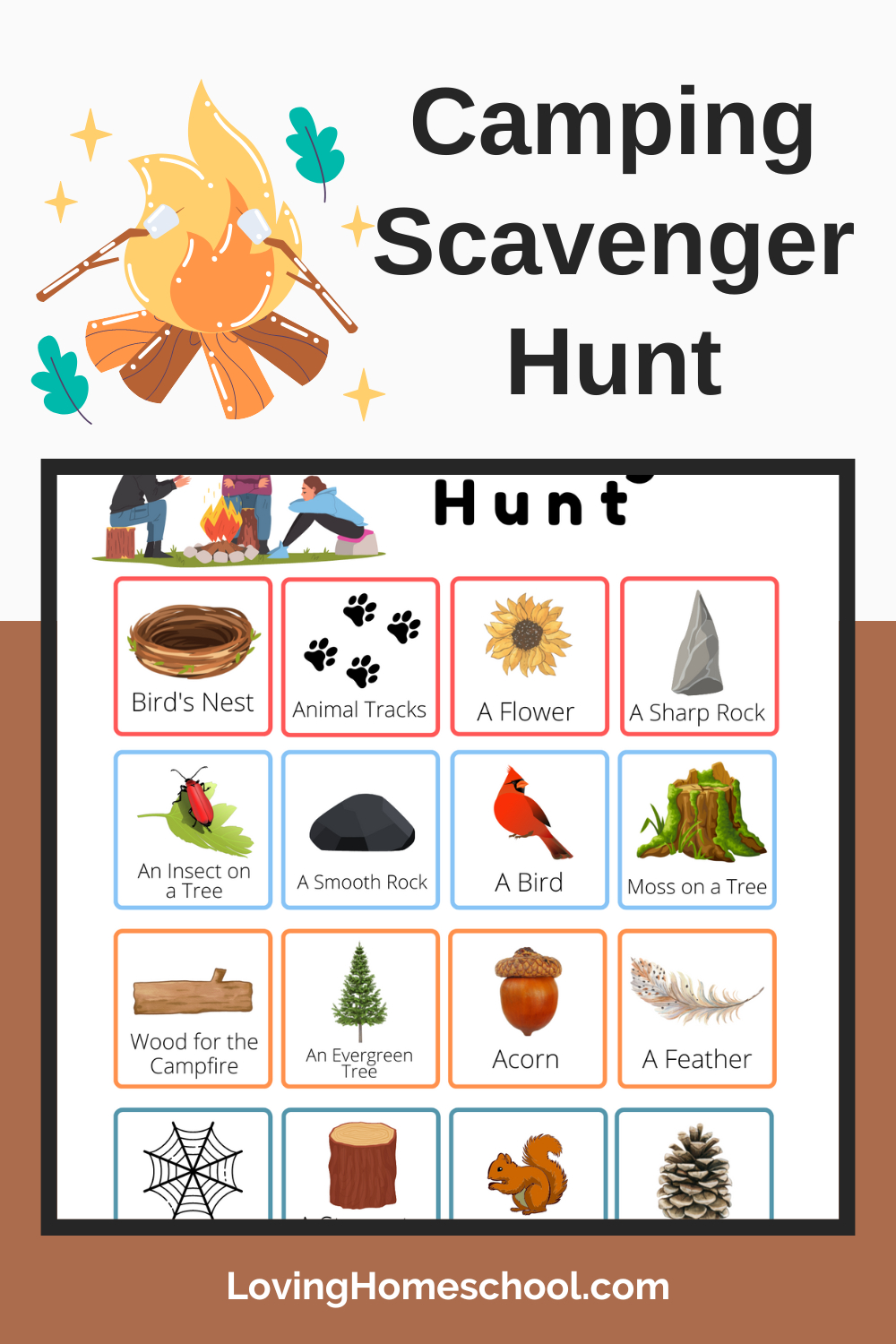 Camping Scavenger Hunt - Lovinghomeschool in Free Printable Camping Scavenger Hunt Printable