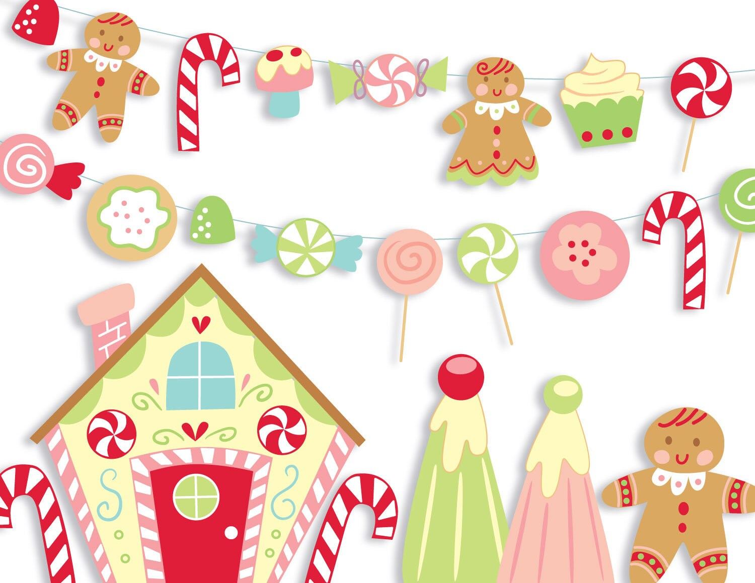 Candy Land Diy Printable Pdf, Png, Svg Cut And Craft Files within Gingerbread House Candy Printables