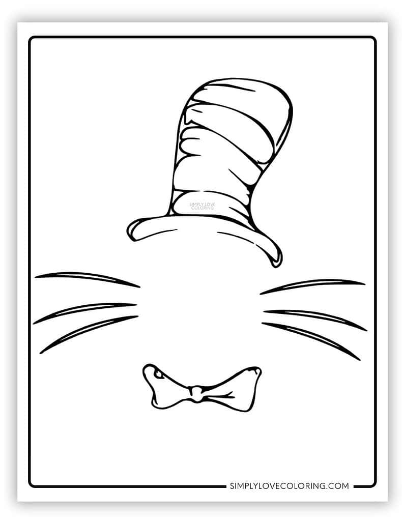 Cat In The Hat Coloring Pages (Free Pdf Printables) - Simply Love regarding Cat in the Hat Bow Printable
