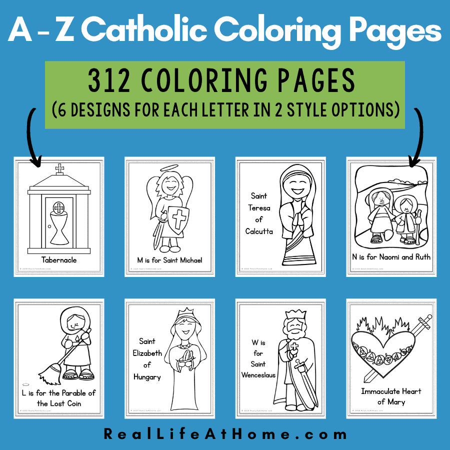 Catholic Coloring Pages For A - Z: Set Of 312 Religious Coloring Pages pertaining to Free Catholic Printable Worksheets