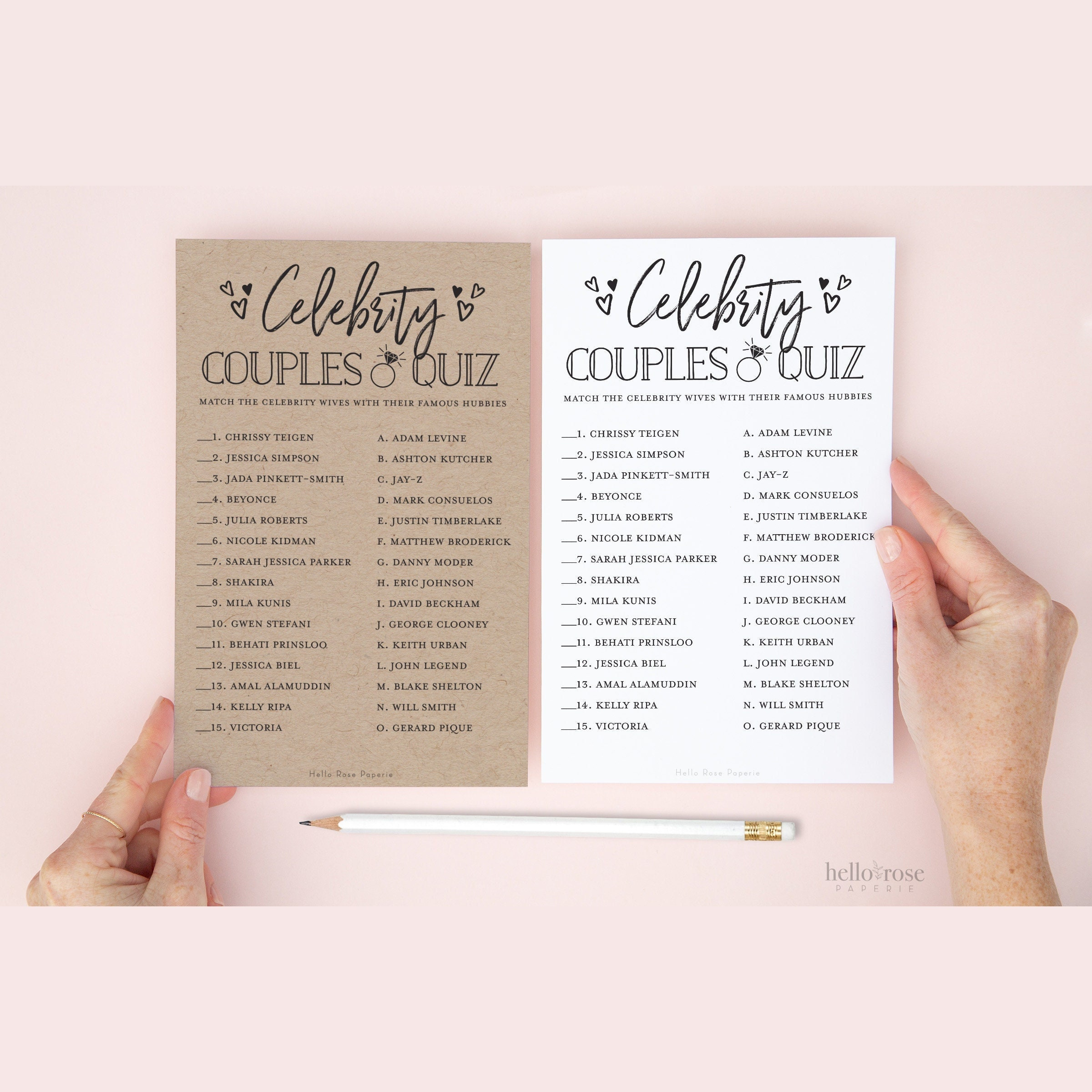 Celebrity Couples Quiz + Answer Key . Printable Bridal Shower Game throughout Famous Couples Trivia Questions And Answers Printable