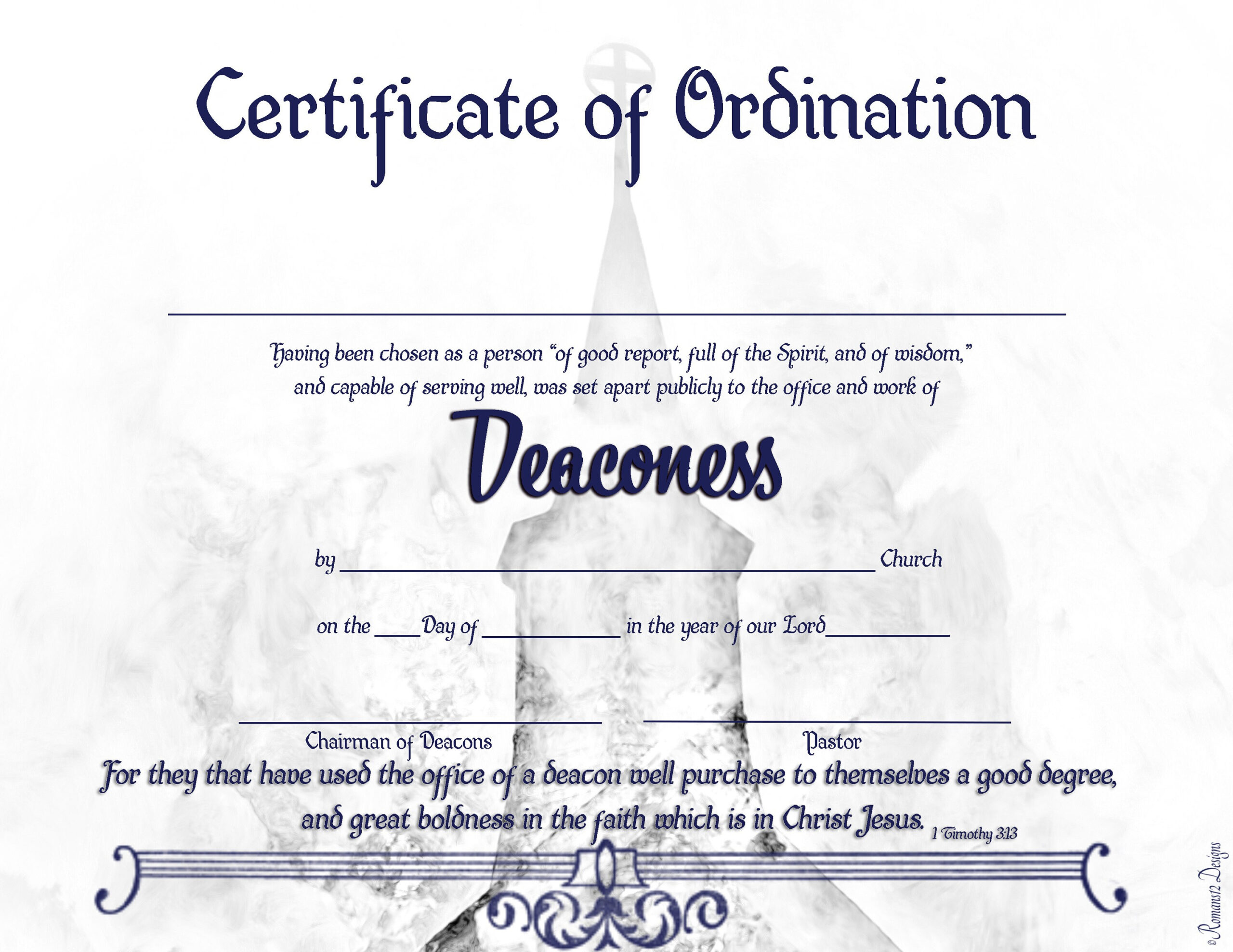 Certificate Of Ordination- Deaconess Downloadable Printable pertaining to Free Printable Deaconess Ordination Certificate