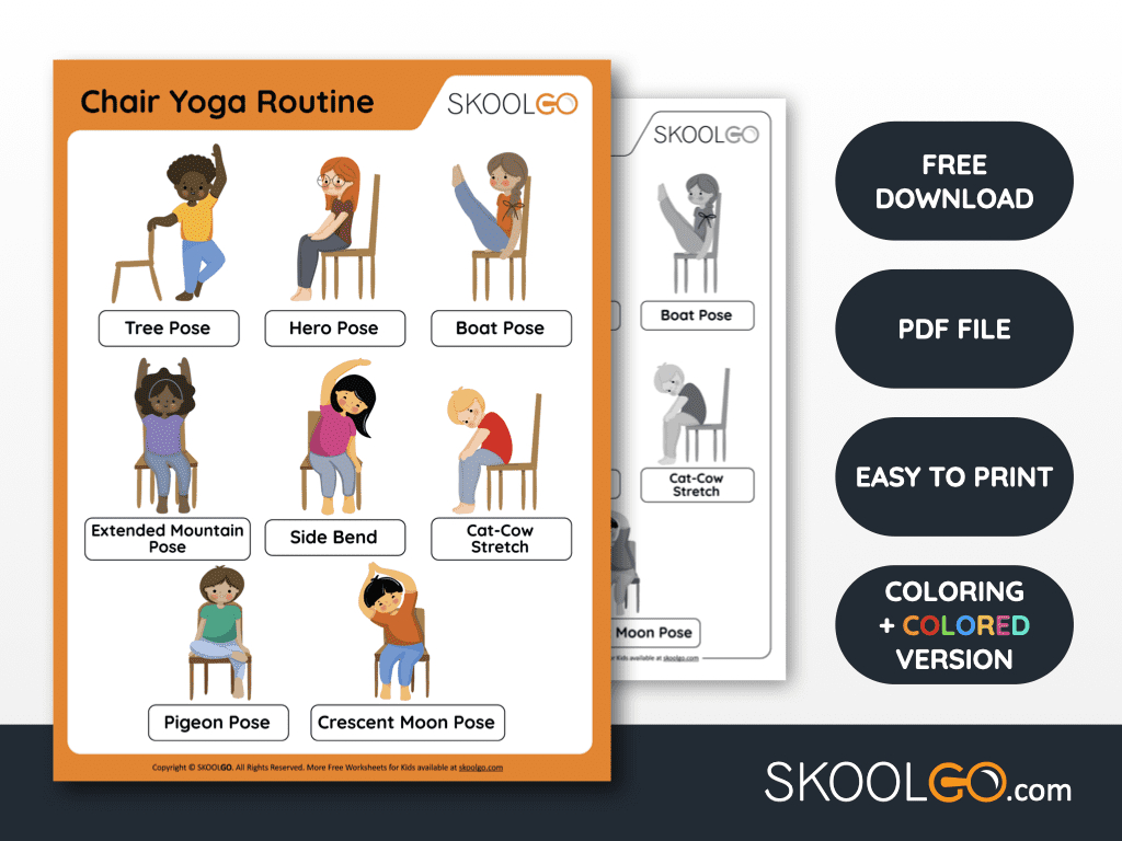 Chair Yoga Routine - Free Worksheet For Kids - Skoolgo with Free Printable Chair Yoga Exercises Free Download