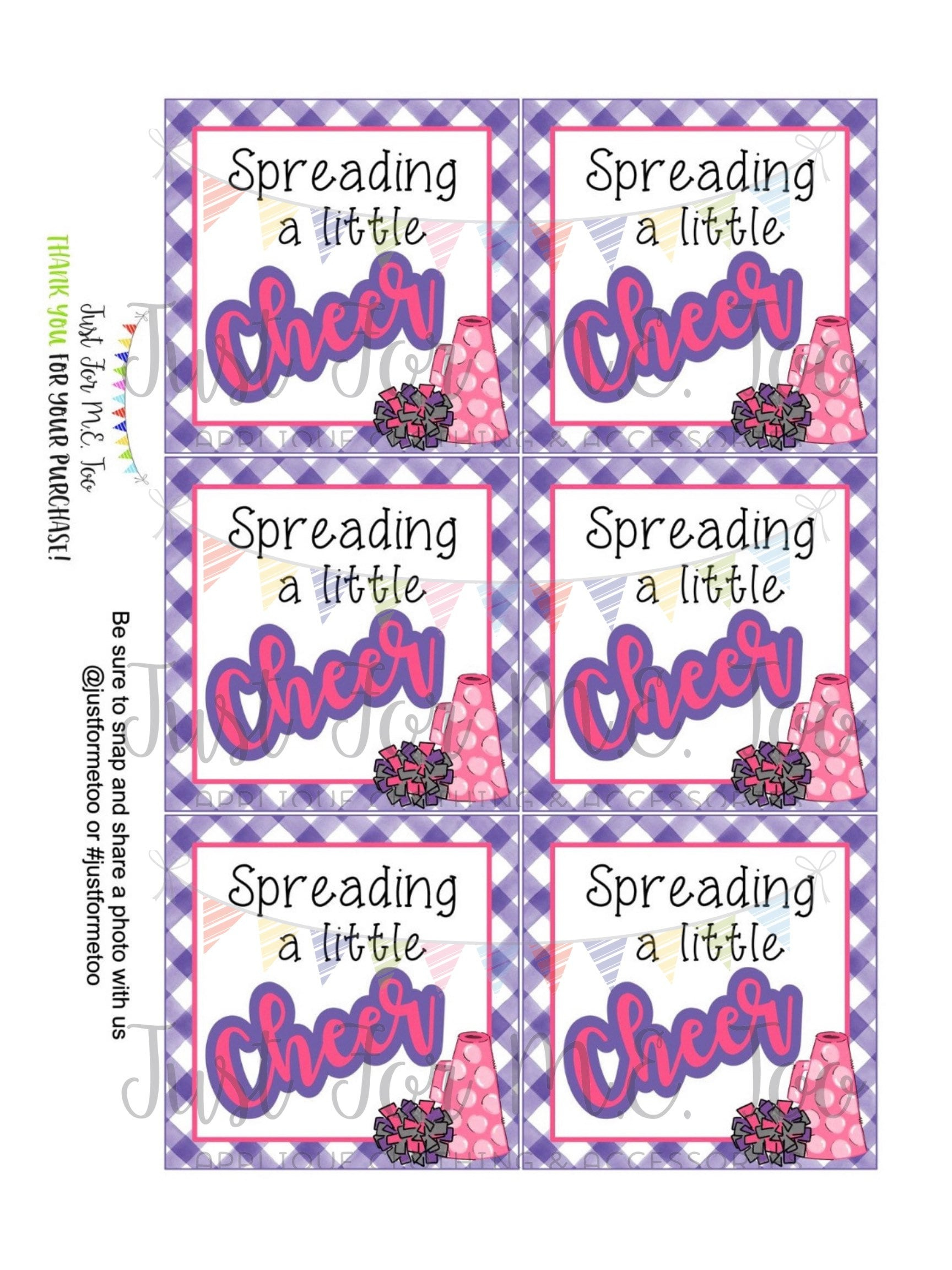 Cheer Printable Tags, Spreading A Little Cheer, Instant Download inside Free Printable Cheer Tags