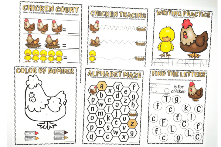 Chicken Missing Numbers Worksheet