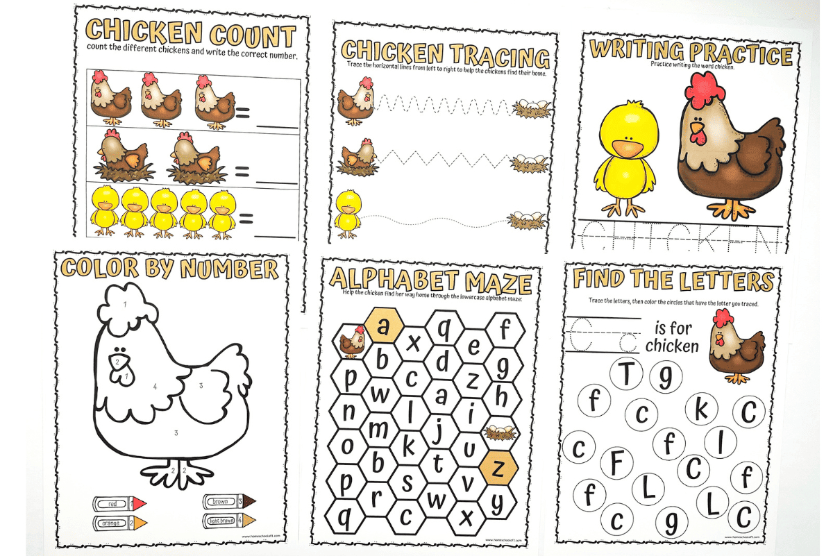 Chicken Worksheets For Preschoolers (Free Printables) intended for Chicken Missing Numbers Worksheet
