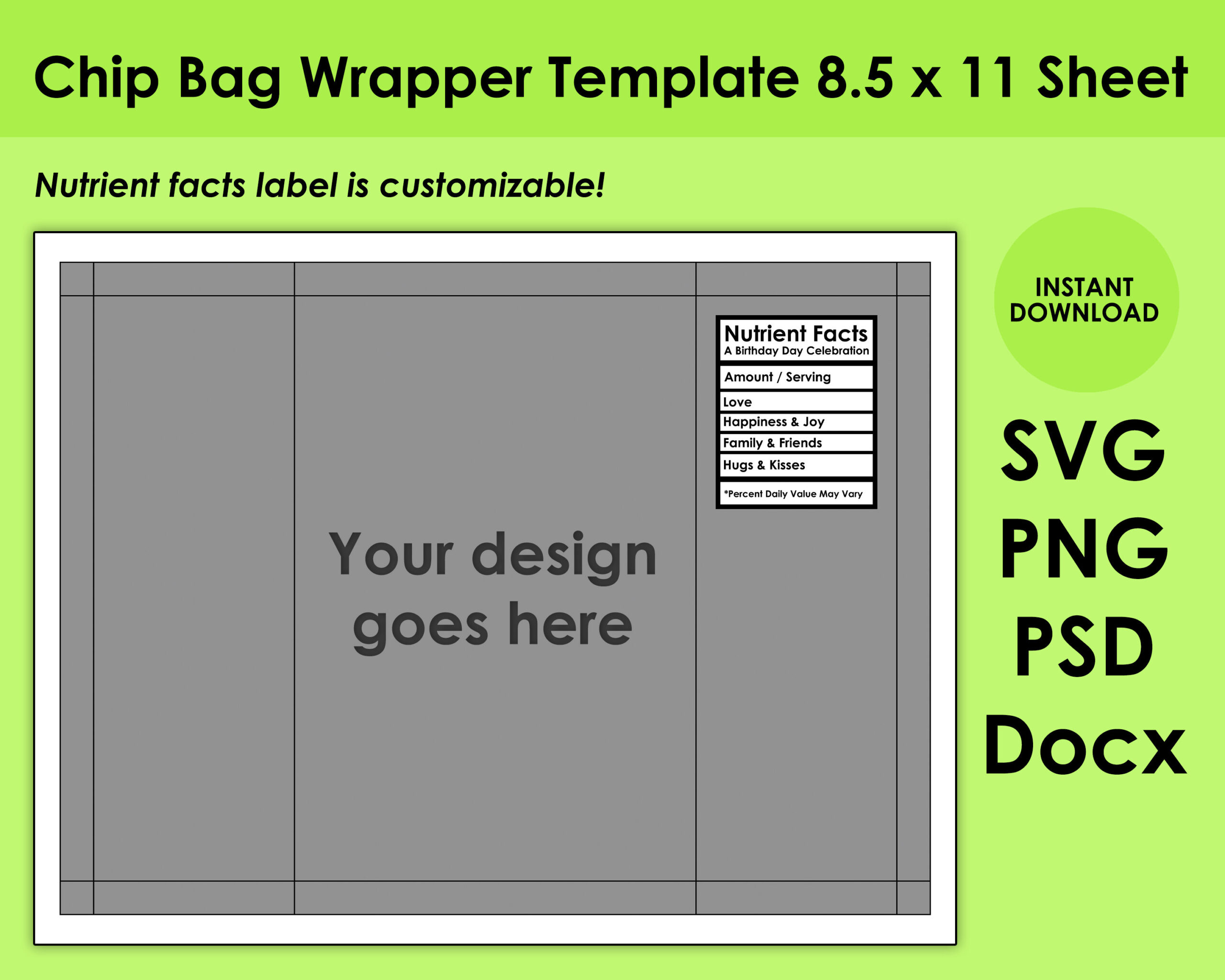 Chip Bag Template, Blanko Template, Kartoffel Chip Bag 8,5X11 with regard to Free Template Printable Chip Bag Template