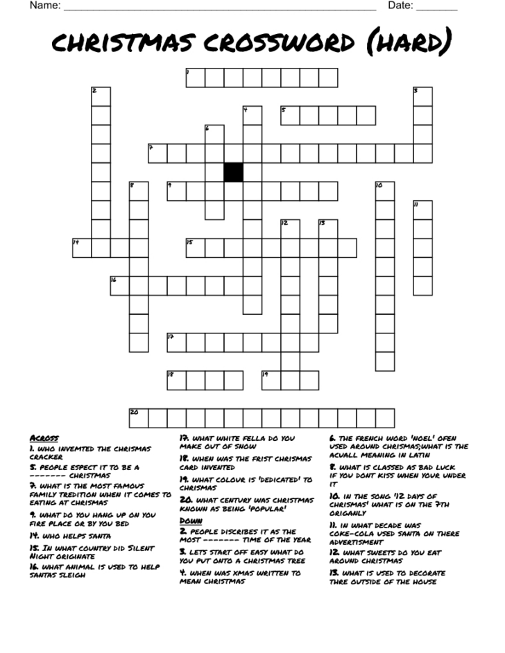 Difficult Hard Crossword Puzzles Printable