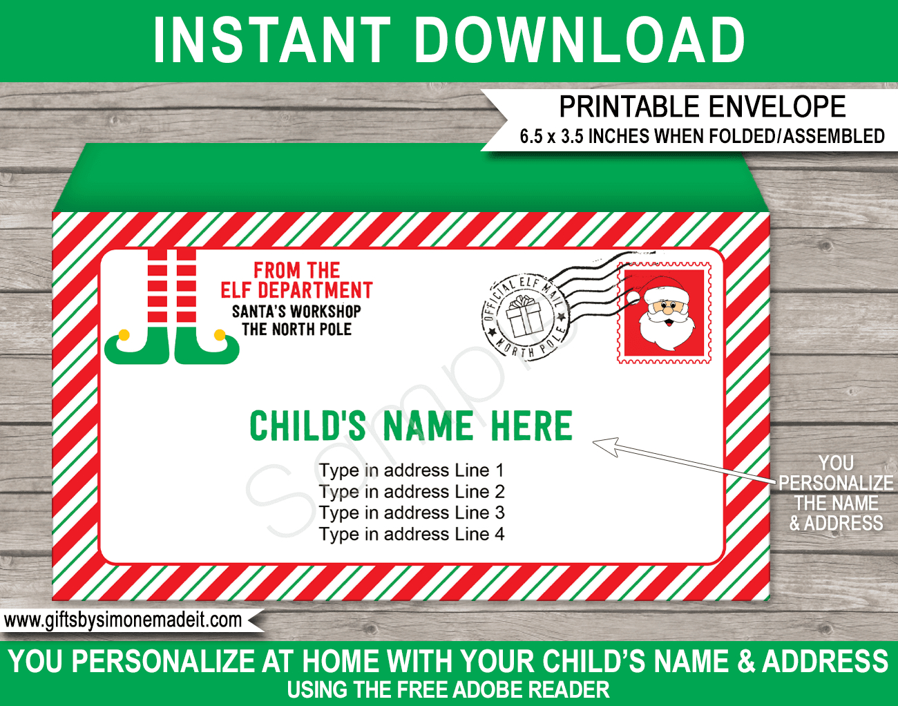 Christmas Envelope (From Elf) in Free Printable Elf Envelope