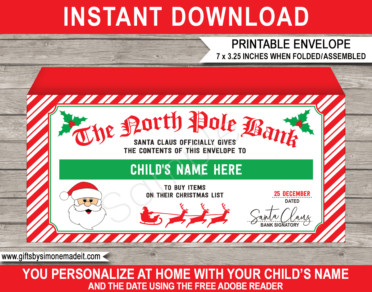 Christmas Money Envelope (From Santa) - Red &amp;amp; Green regarding Free Printable Santa Money