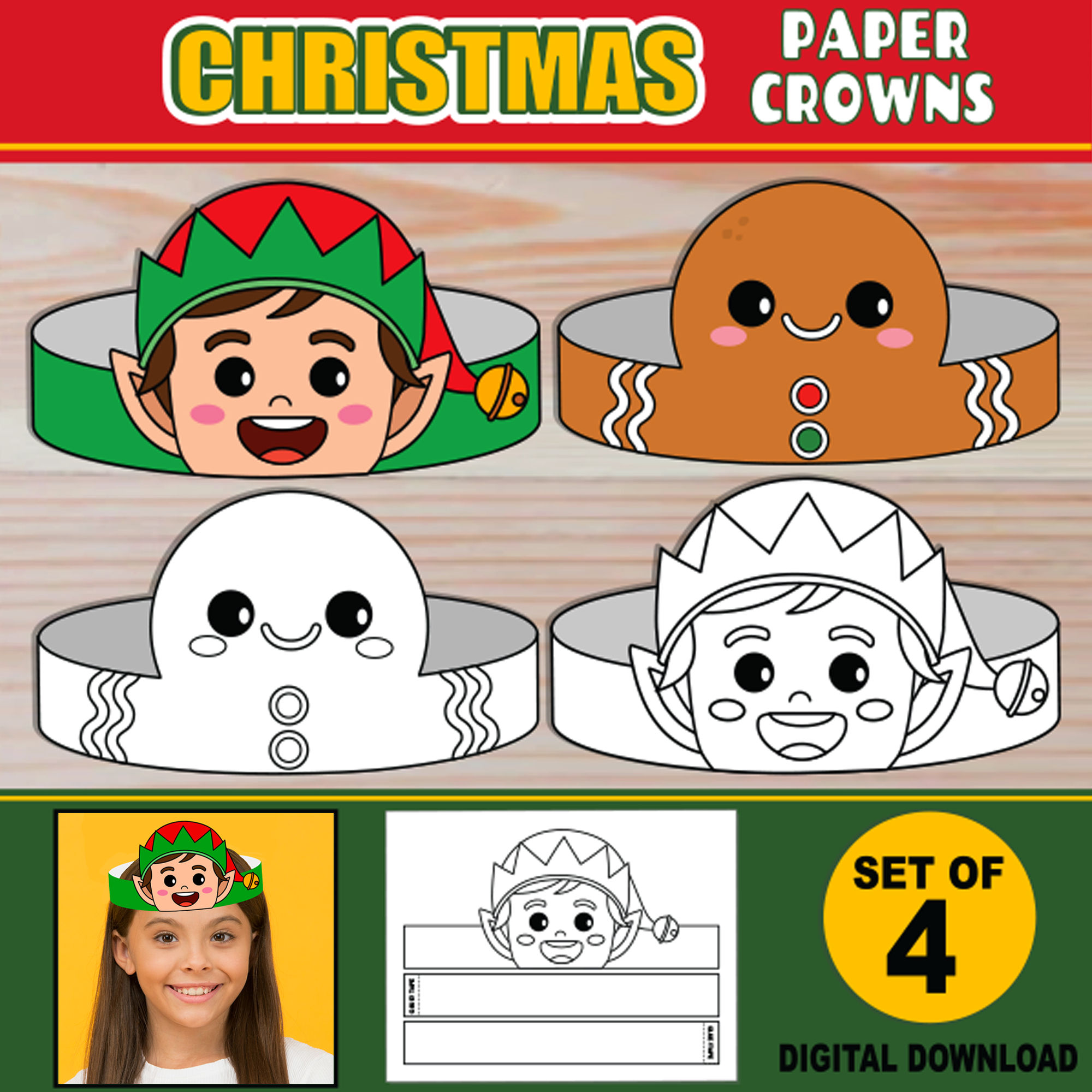 Christmas Paper Crowns For Kids | Printable Paper Hat Headbands pertaining to Gingerbread Man Headband Free Printable